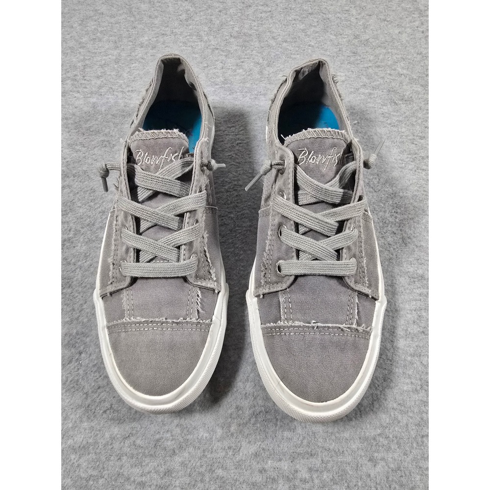 Blowfish Malibu Play Womens 8.5 Grey Canvas Slip On Distressed Sneakers ZS0011